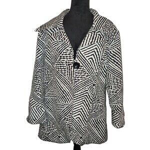 Multiples Blazer Jacket Black and White Geometric Designs Button Women's Large